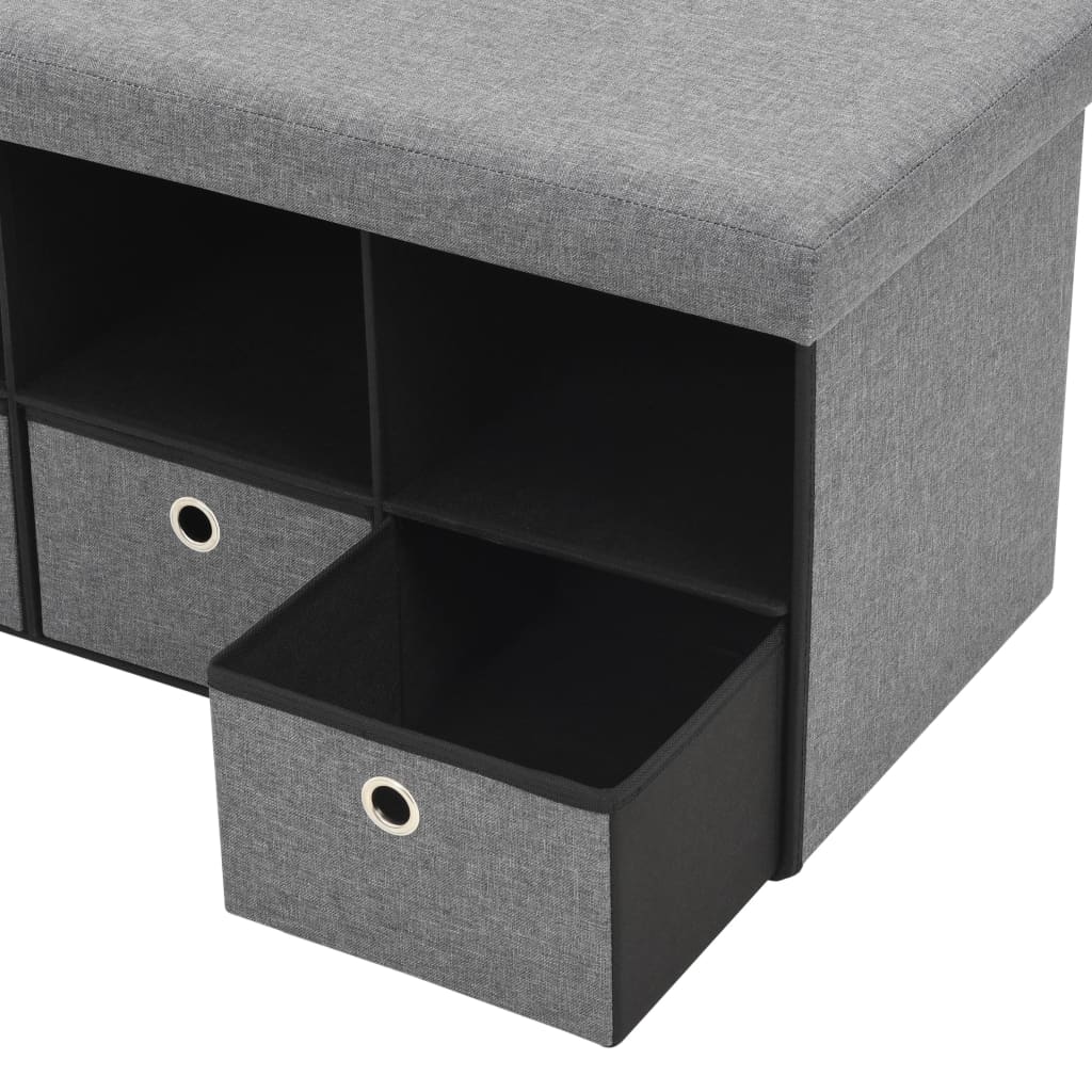 Faltbare Sitzbank Leinenoptik 76×38×38 cm Dunkelgrau