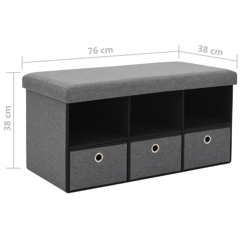 Faltbare Sitzbank Leinenoptik 76×38×38 cm Dunkelgrau