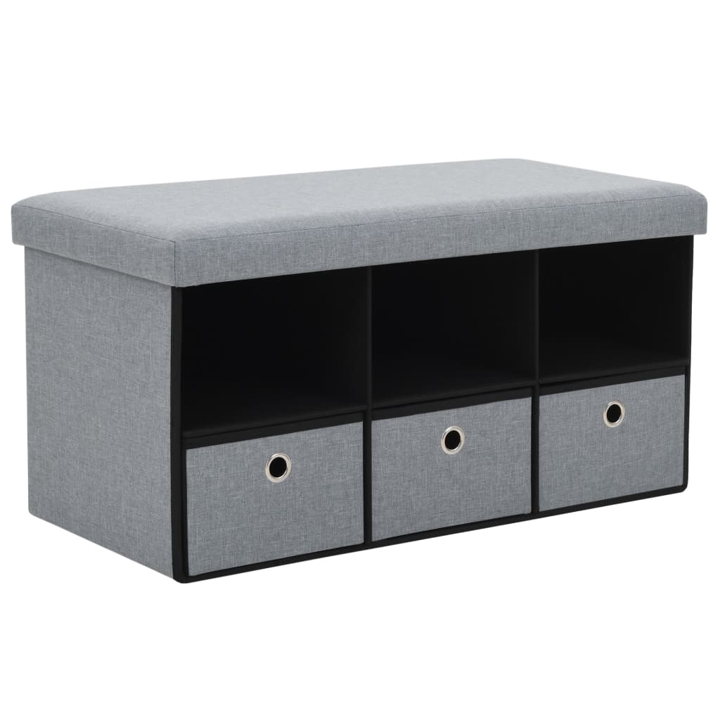 Faltbare Sitzbank Leinenoptik 76×38×38 cm Hellgrau