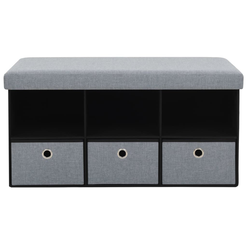 Faltbare Sitzbank Leinenoptik 76×38×38 cm Hellgrau