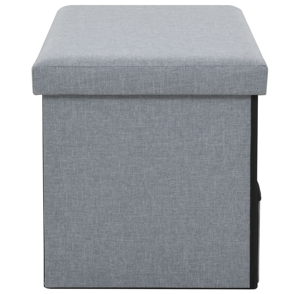 Faltbare Sitzbank Leinenoptik 76×38×38 cm Hellgrau