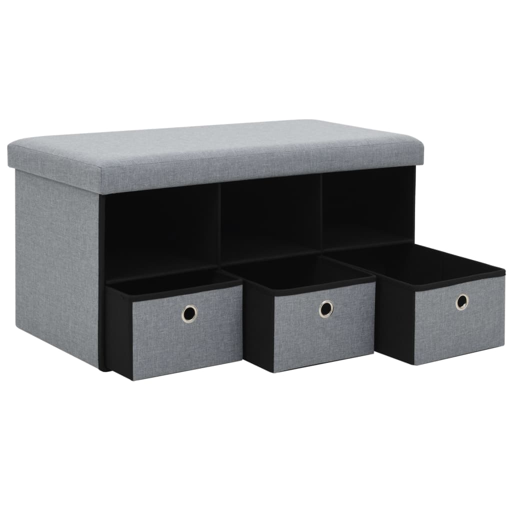 Faltbare Sitzbank Leinenoptik 76×38×38 cm Hellgrau