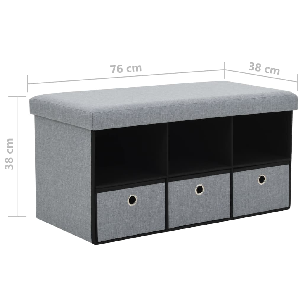 Faltbare Sitzbank Leinenoptik 76×38×38 cm Hellgrau