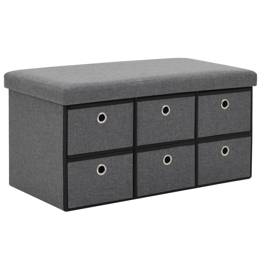 Faltbare Sitzbank Leinenoptik 76×38×38 cm Dunkelgrau