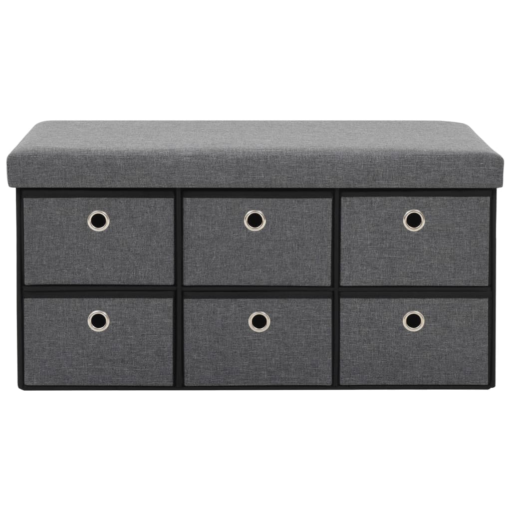 Faltbare Sitzbank Leinenoptik 76×38×38 cm Dunkelgrau