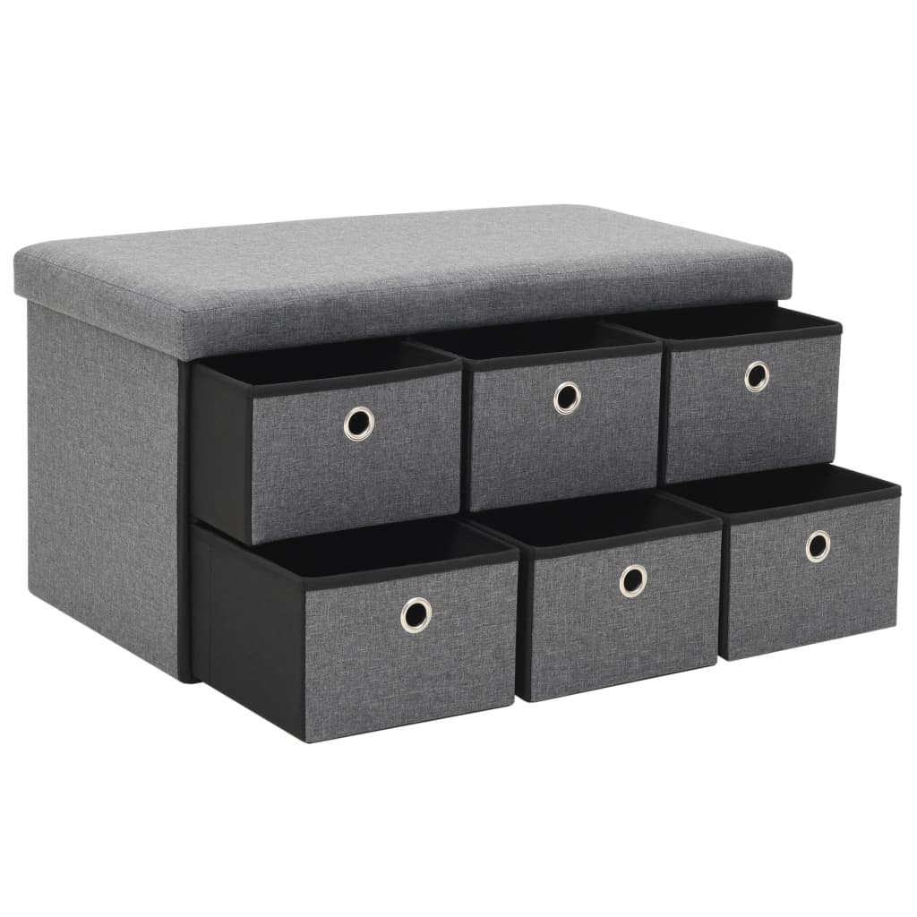 Faltbare Sitzbank Leinenoptik 76×38×38 cm Dunkelgrau