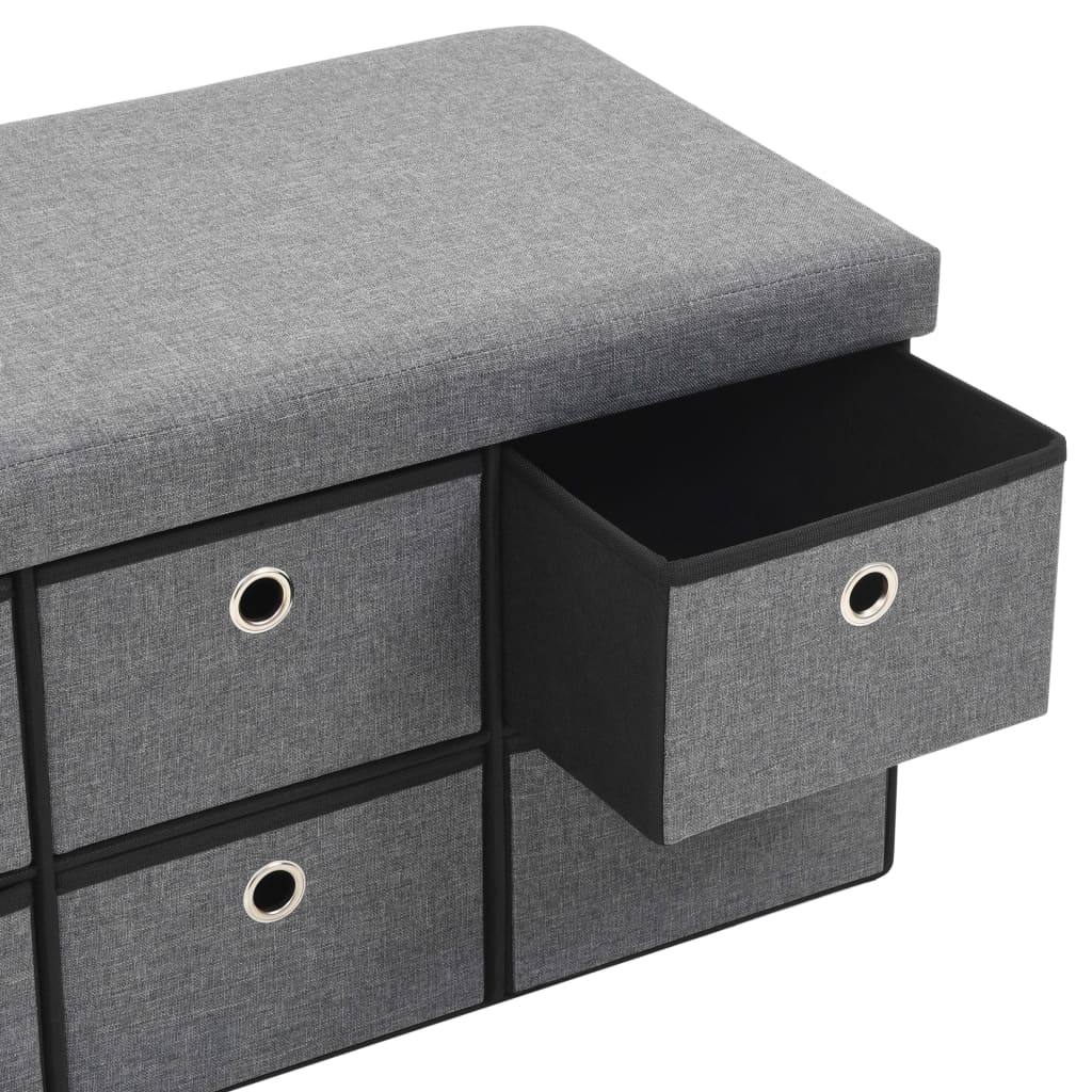 Faltbare Sitzbank Leinenoptik 76×38×38 cm Dunkelgrau