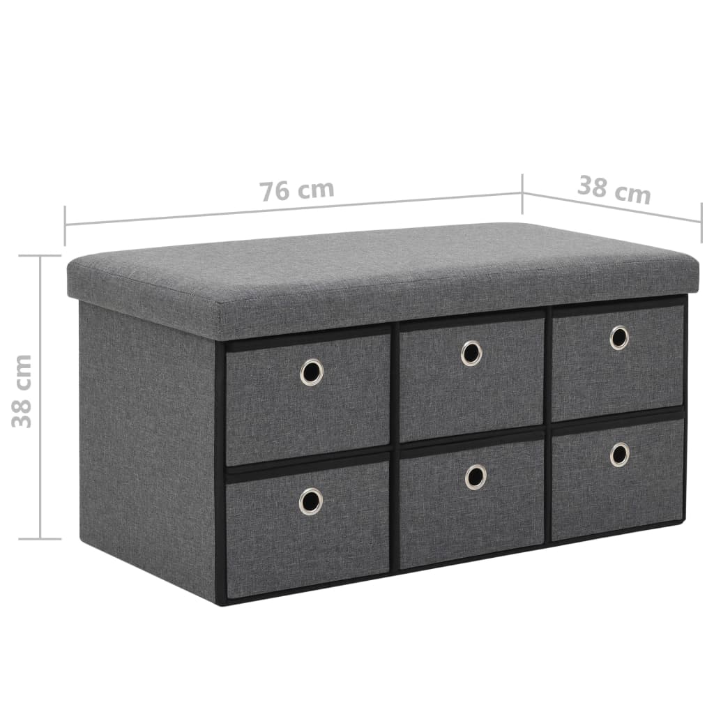 Faltbare Sitzbank Leinenoptik 76×38×38 cm Dunkelgrau