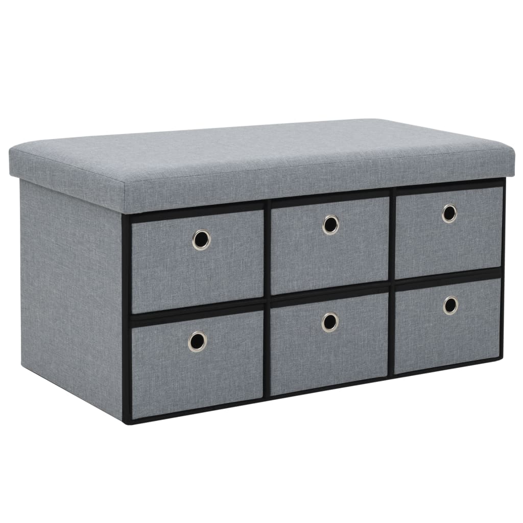 Faltbare Sitzbank Leinenoptik 76×38×38 cm Hellgrau