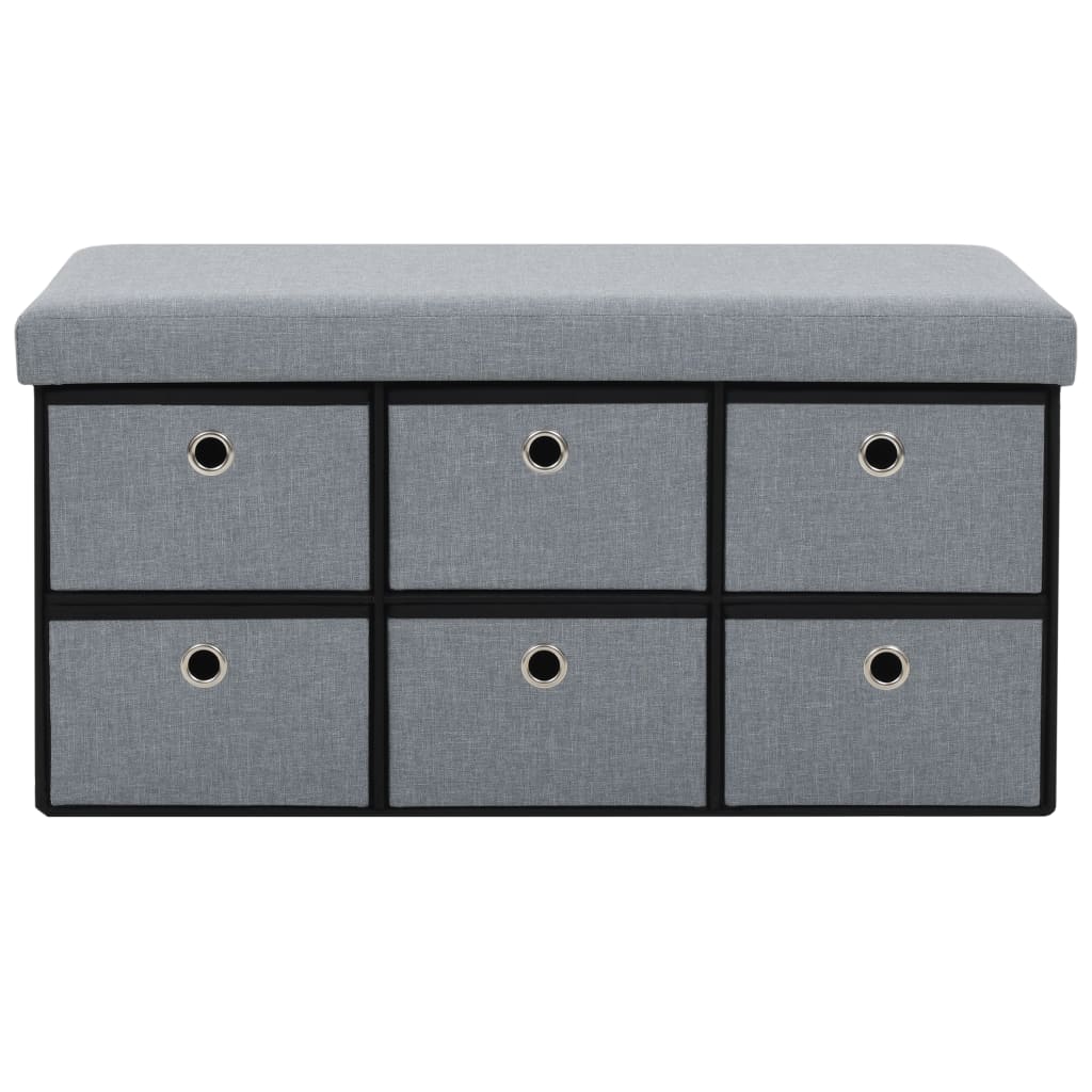 Faltbare Sitzbank Leinenoptik 76×38×38 cm Hellgrau