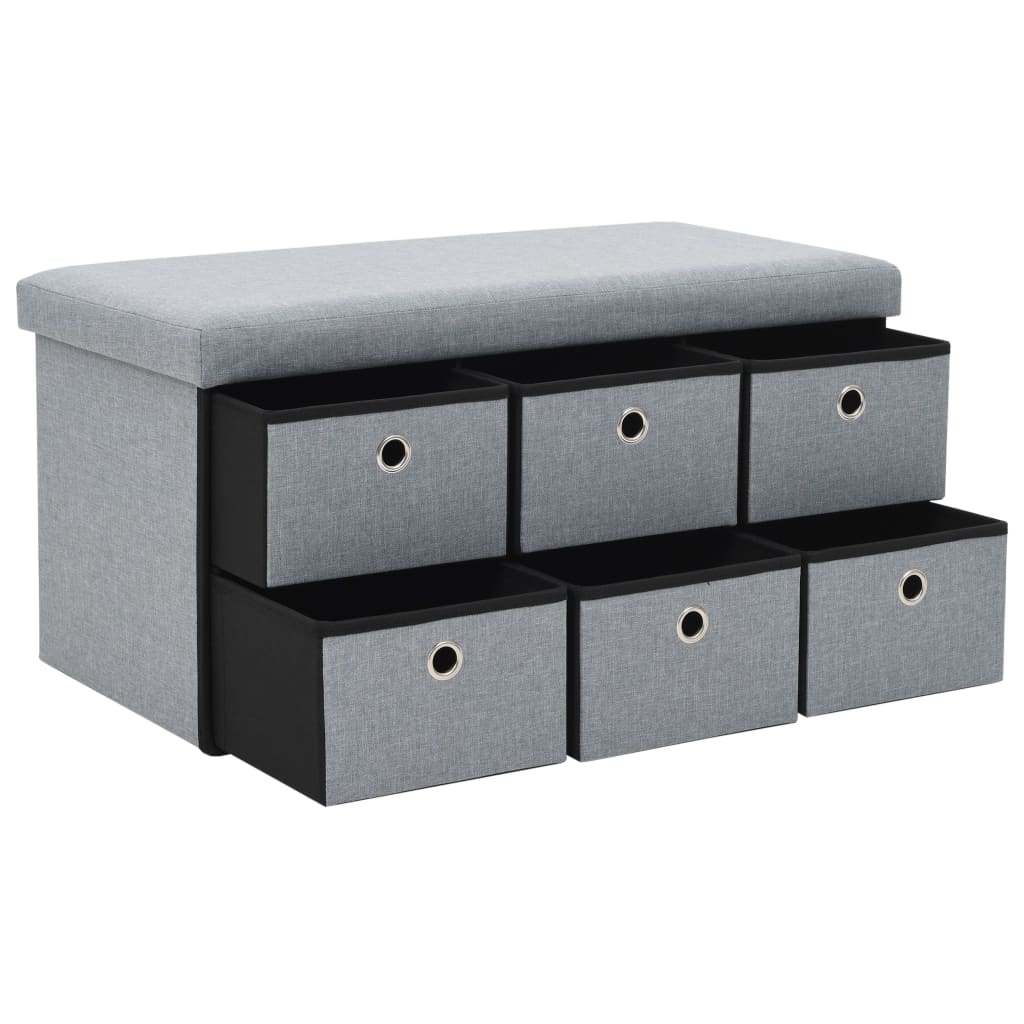Faltbare Sitzbank Leinenoptik 76×38×38 cm Hellgrau