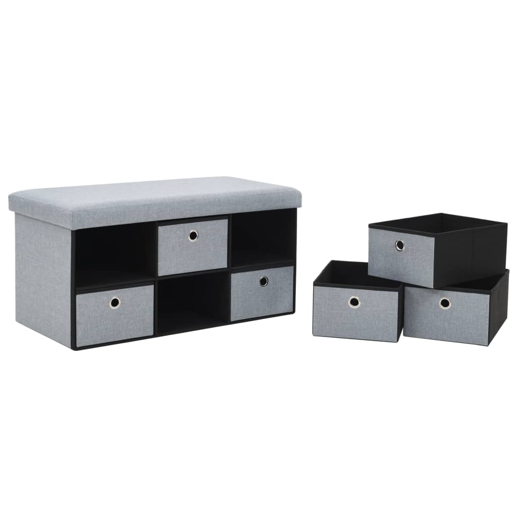 Faltbare Sitzbank Leinenoptik 76×38×38 cm Hellgrau
