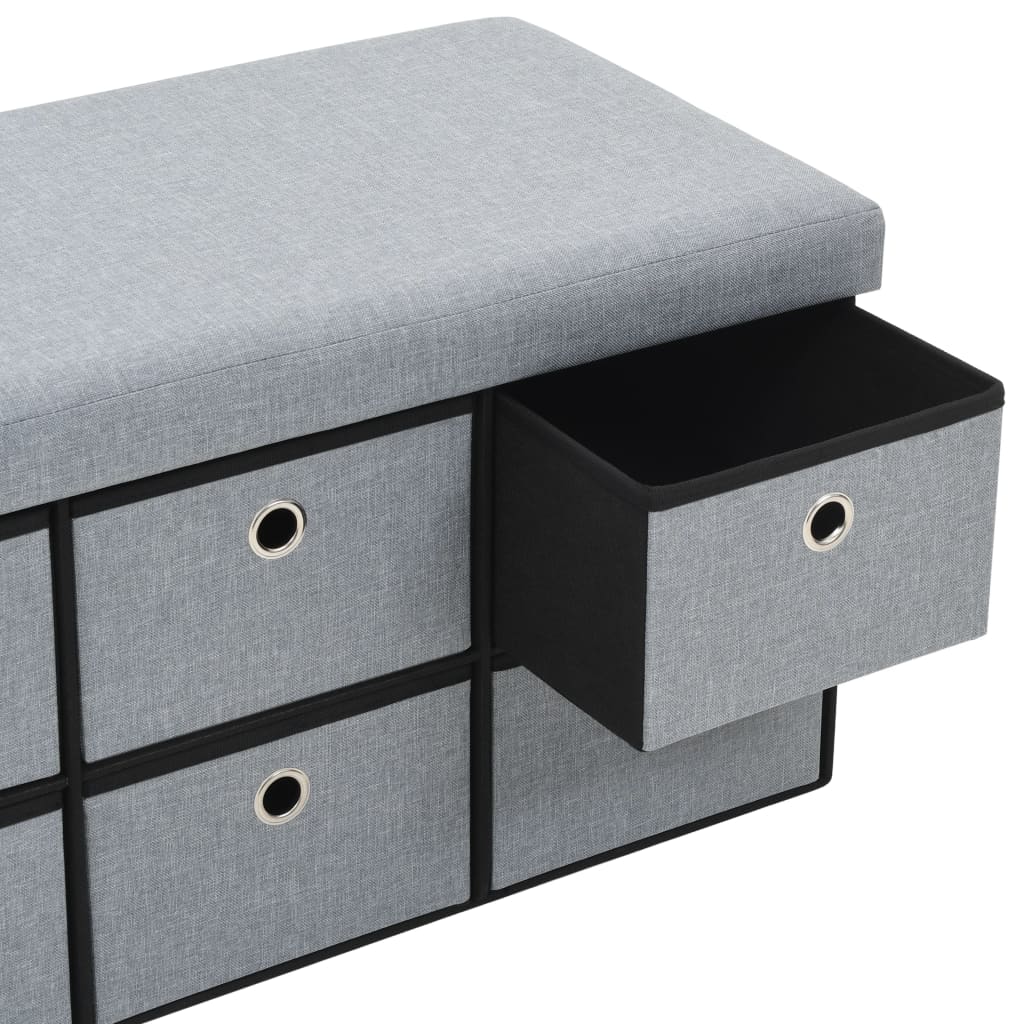 Faltbare Sitzbank Leinenoptik 76×38×38 cm Hellgrau
