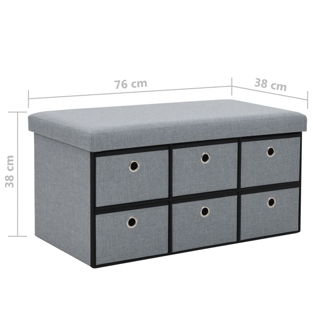 Faltbare Sitzbank Leinenoptik 76×38×38 cm Hellgrau