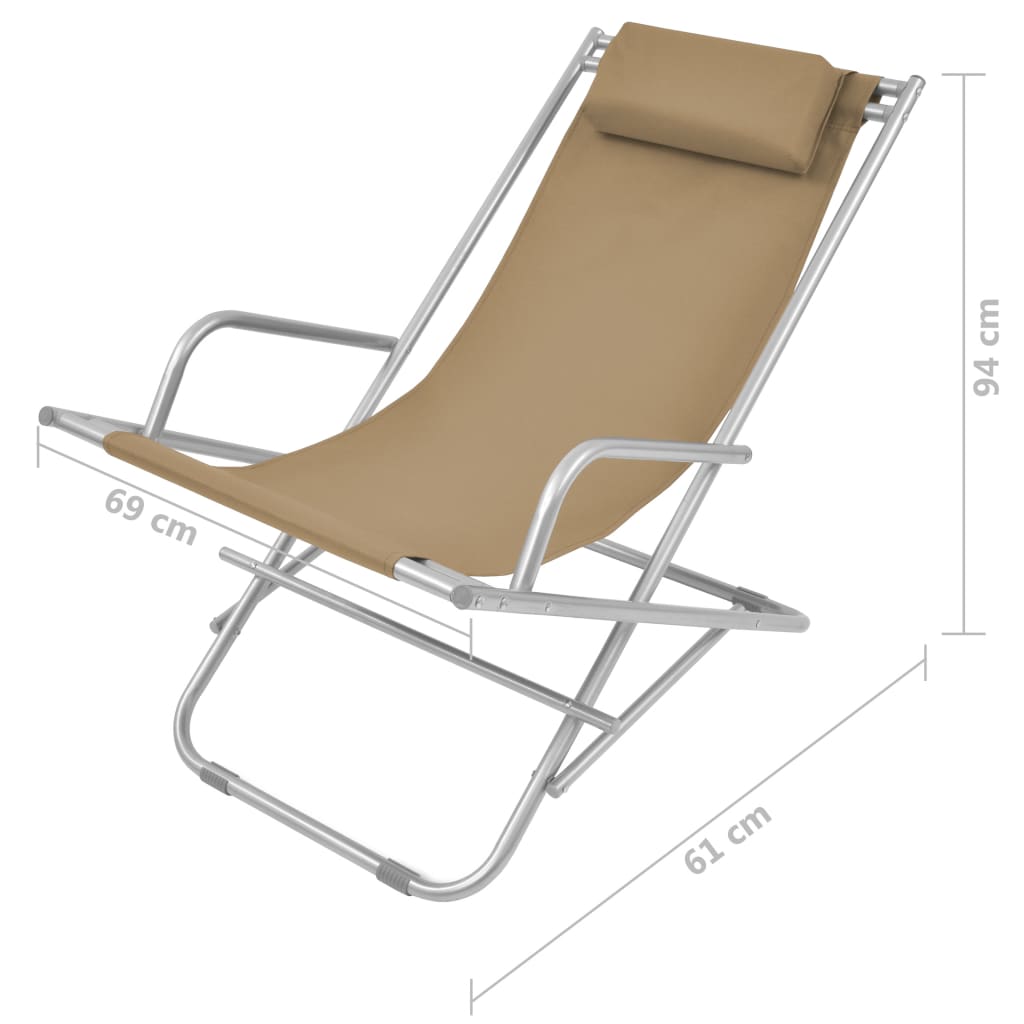 Liegestühle 2 Stk. Stahl Taupe