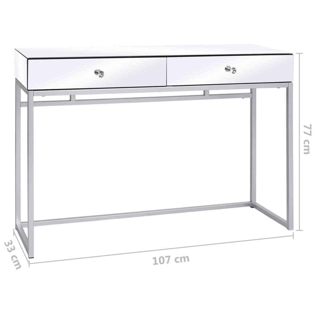 Verspiegelter Konsolentisch aus Stahl und Glas 107x33x77 cm