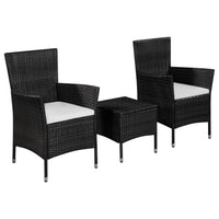 Thumbnail for 3-tlg. Bistro-Set Poly Rattan Schwarz