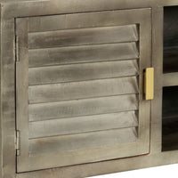 Thumbnail for TV-Schrank Grau mit Messing 110 x 30 x 48 cm Mangoholz Massiv