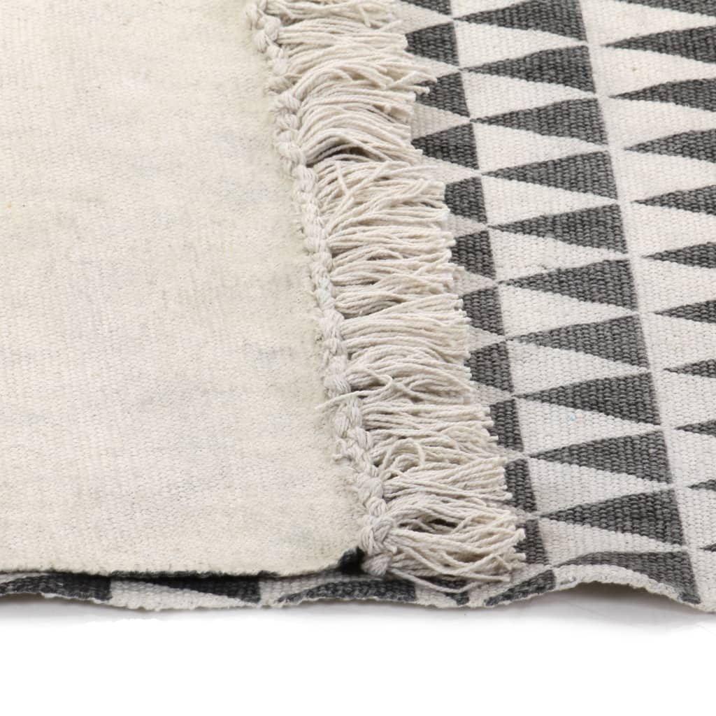 Kelim-Teppich Baumwolle 120x180 cm mit Muster Schwarz/Weiß