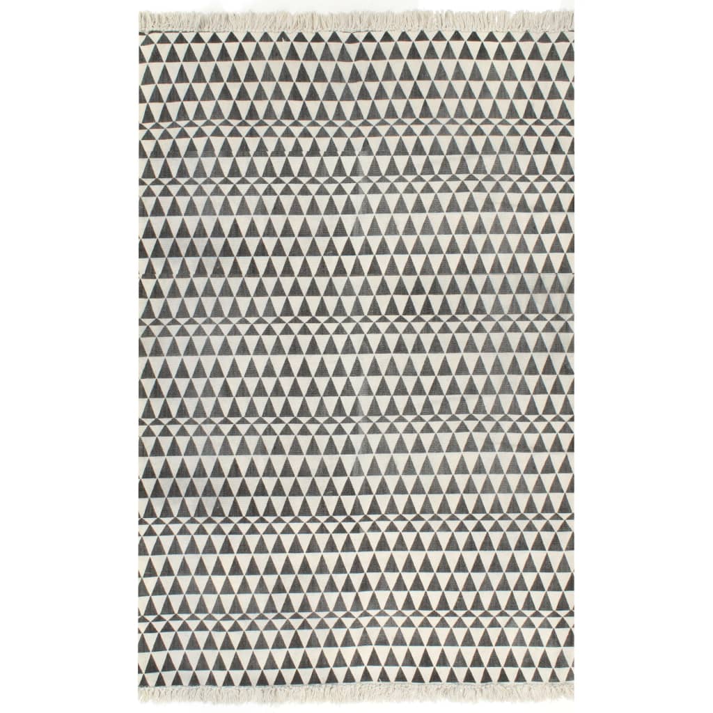 Kelim-Teppich Baumwolle 160x230 cm mit Muster Schwarz/Weiß