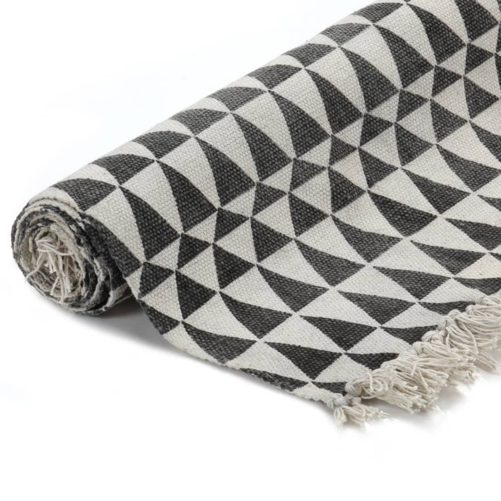 Kelim-Teppich Baumwolle 160x230 cm mit Muster Schwarz/Weiß