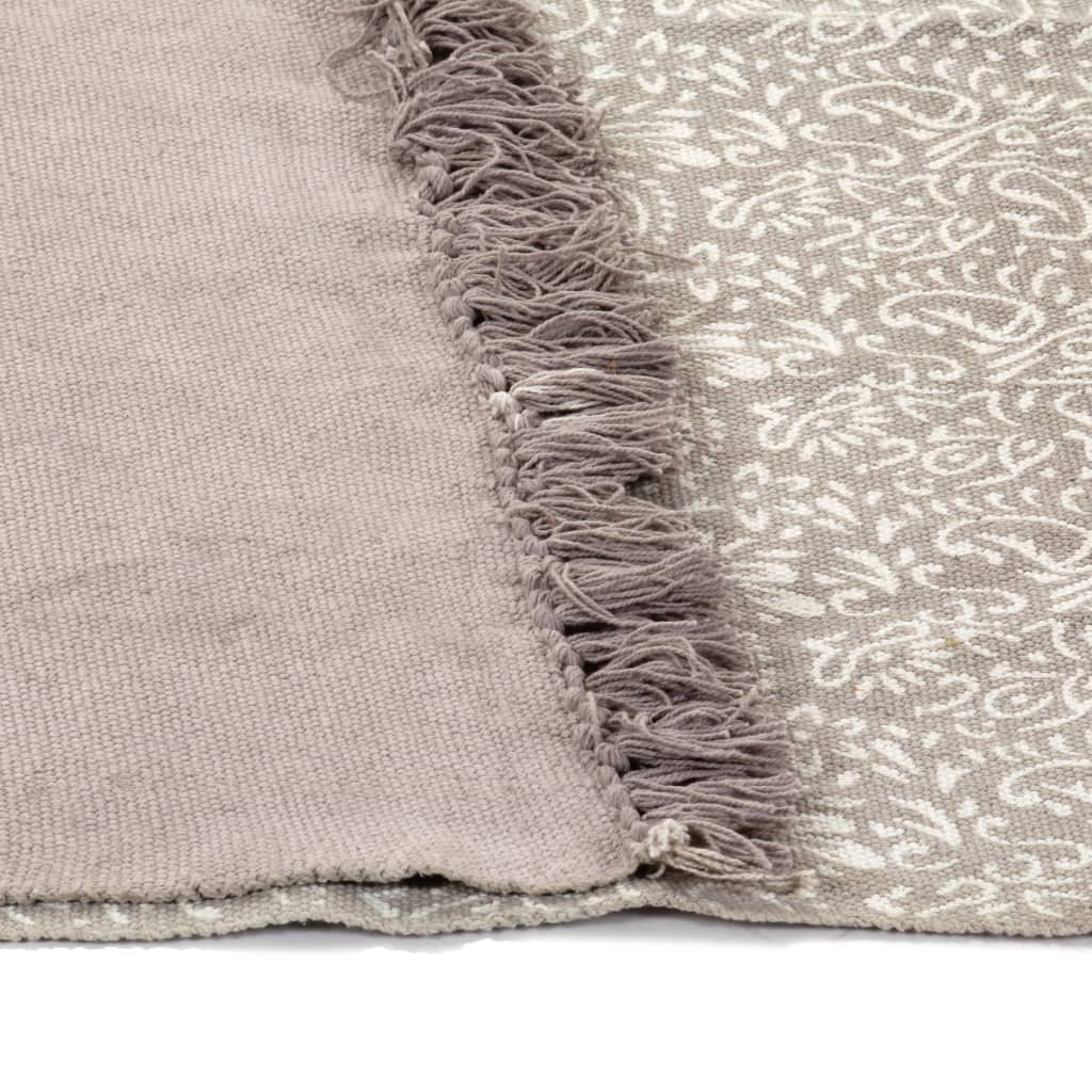 Kelim-Teppich Baumwolle 120x180 cm mit Muster Taupe