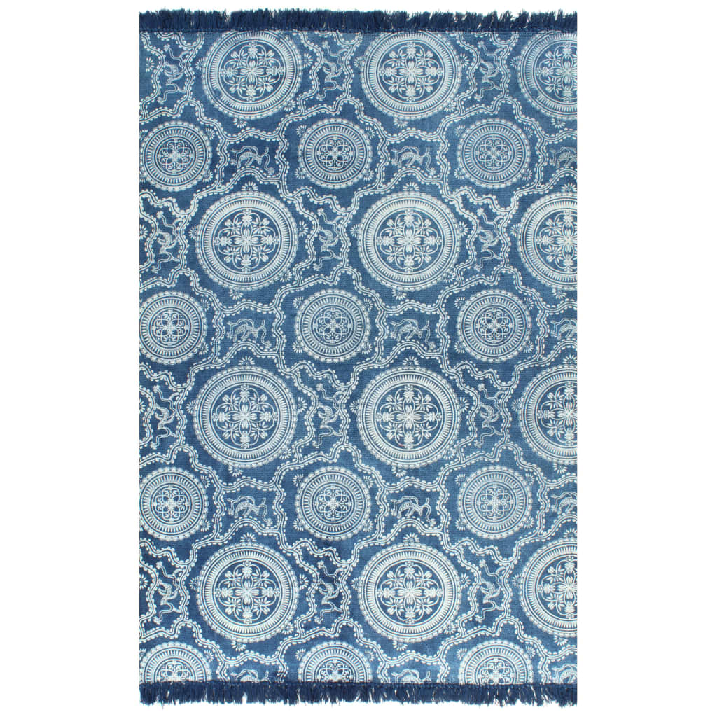 Kelim-Teppich Baumwolle 120x180 cm mit Muster Blau