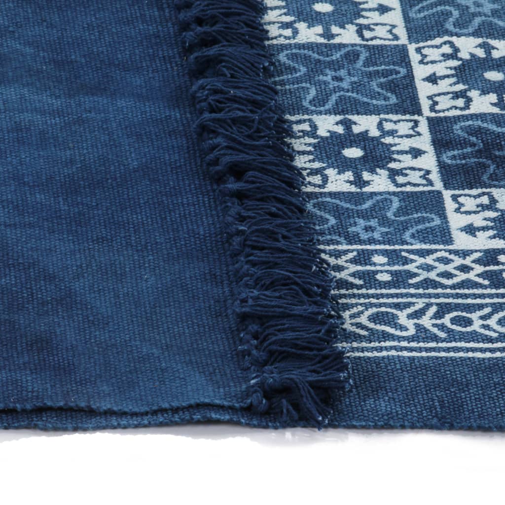 Kelim-Teppich Baumwolle 120x180 cm mit Muster Blau