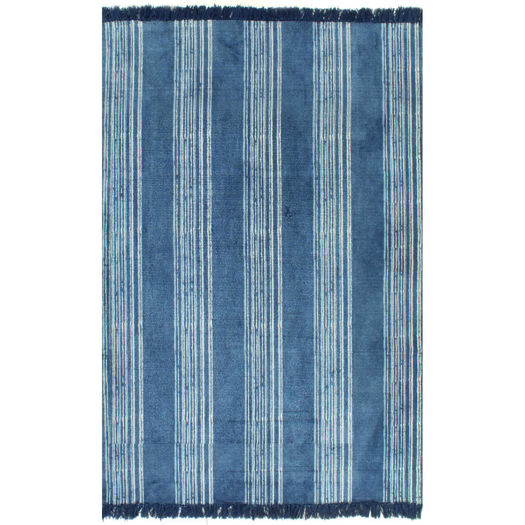 Kelim-Teppich Baumwolle 160x230 cm mit Muster Blau