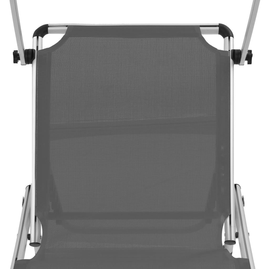 Klappliege mit Sonnenschutz Aluminium und Textiline Grau