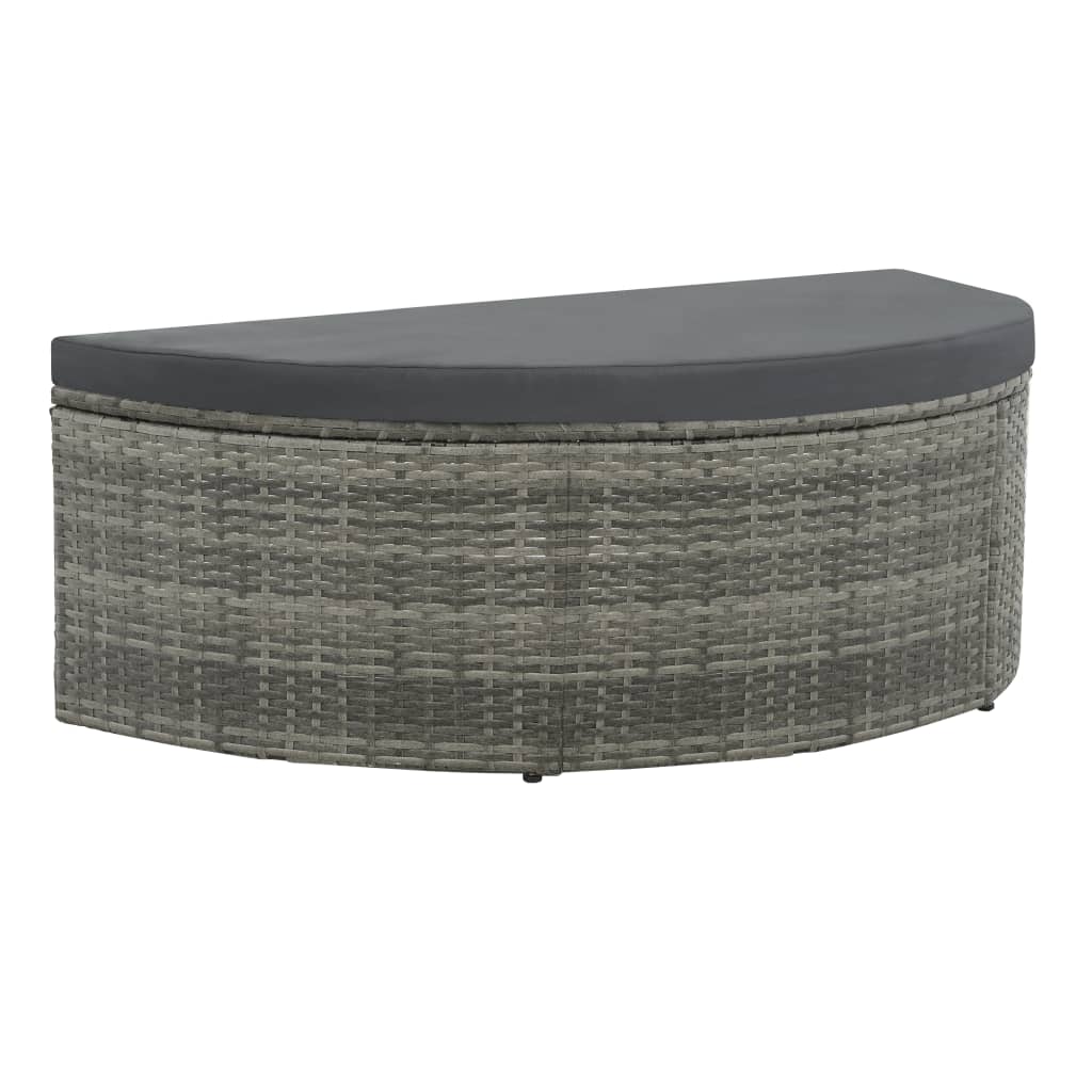Gartenbett mit Sonnenschirm Grau Poly Rattan