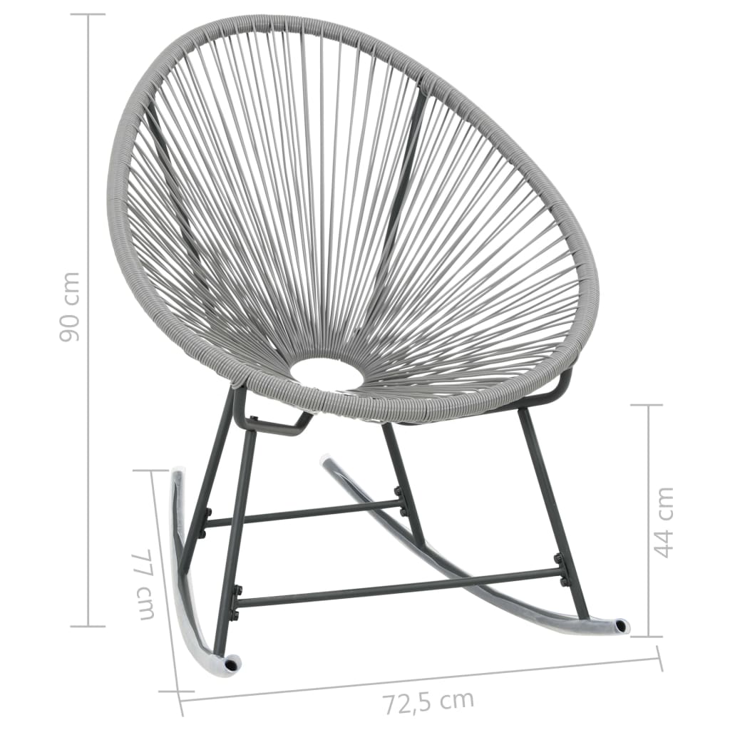 Garten-Mond-Schaukelstuhl Grau Poly Rattan