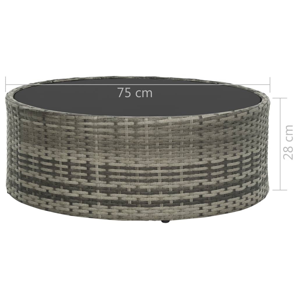 7-tlg. Garten-Lounge-Set mit Auflagen Poly Rattan Grau