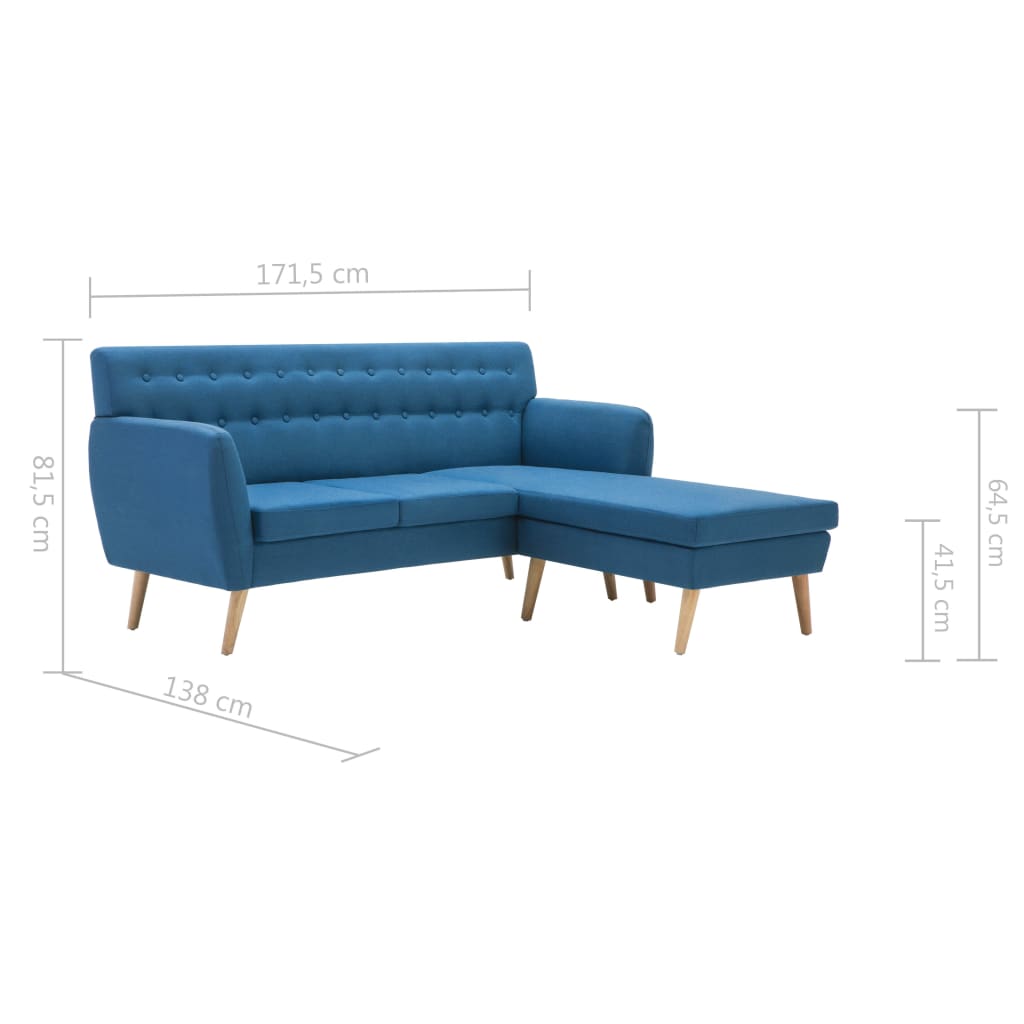 Sofa L-Form Stoff 171,5x138x81,5 cm Blau