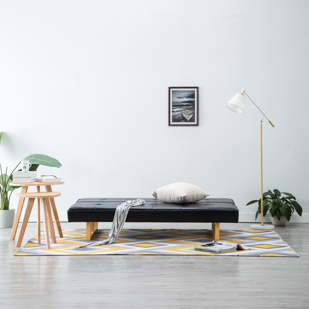 Schlafsofa Kunstleder Schwarz