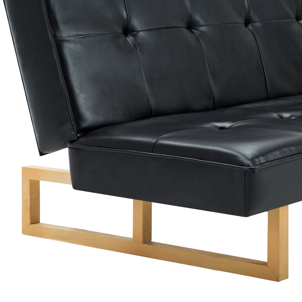 Schlafsofa Kunstleder Schwarz