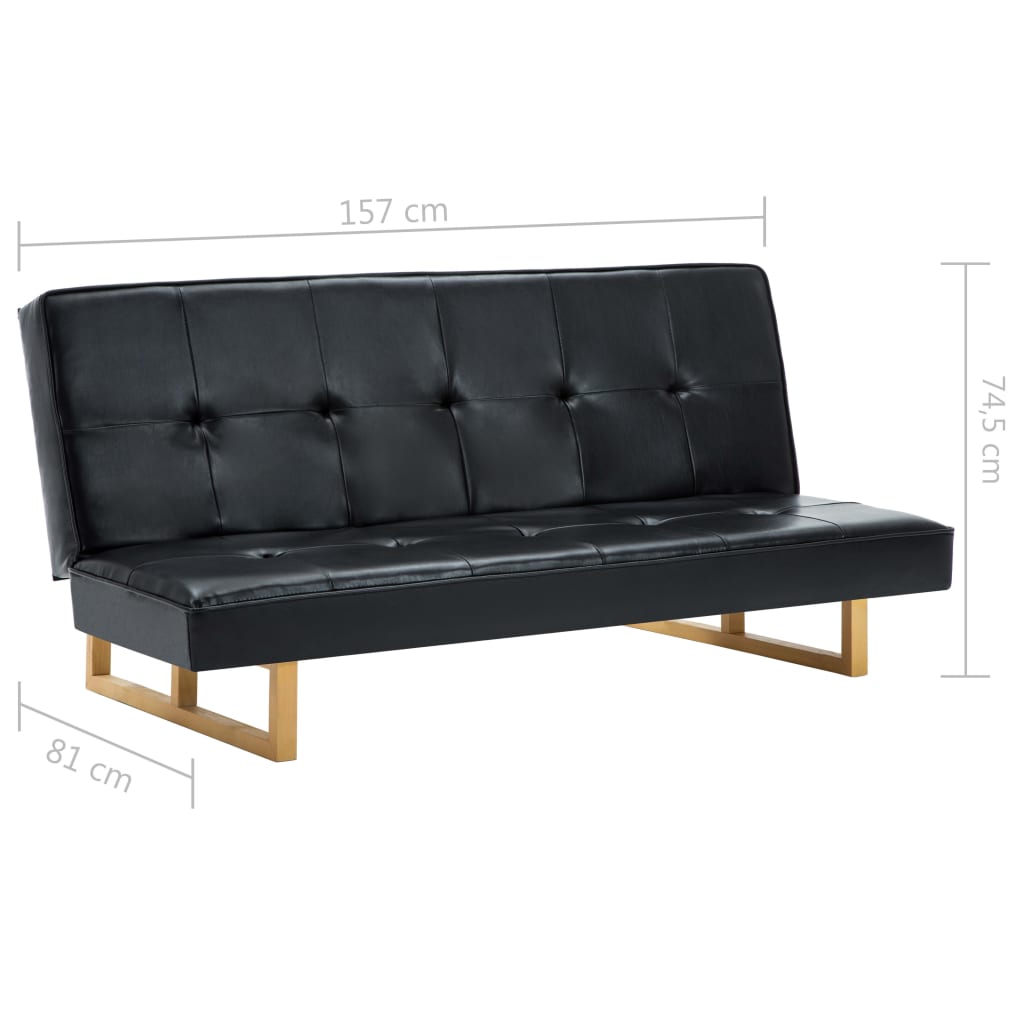 Schlafsofa Kunstleder Schwarz