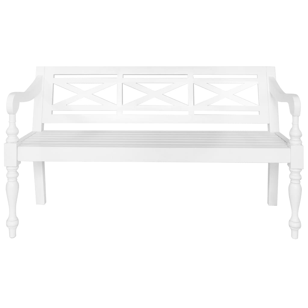 Batavia-Sitzbank 136 cm Mahagoni Massivholz Weiß