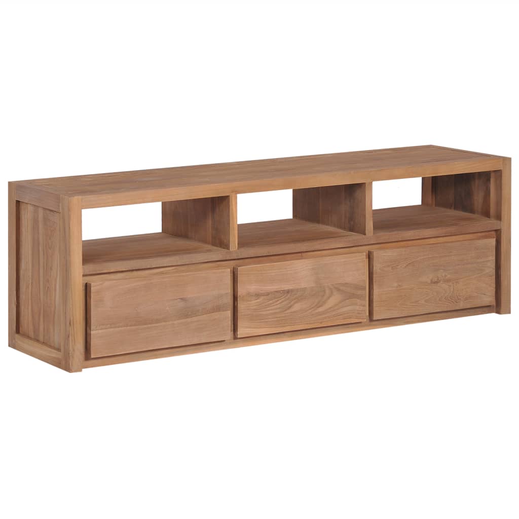 TV-Schrank Massivholz Teak mit natürlichem Finish 120×30×40 cm