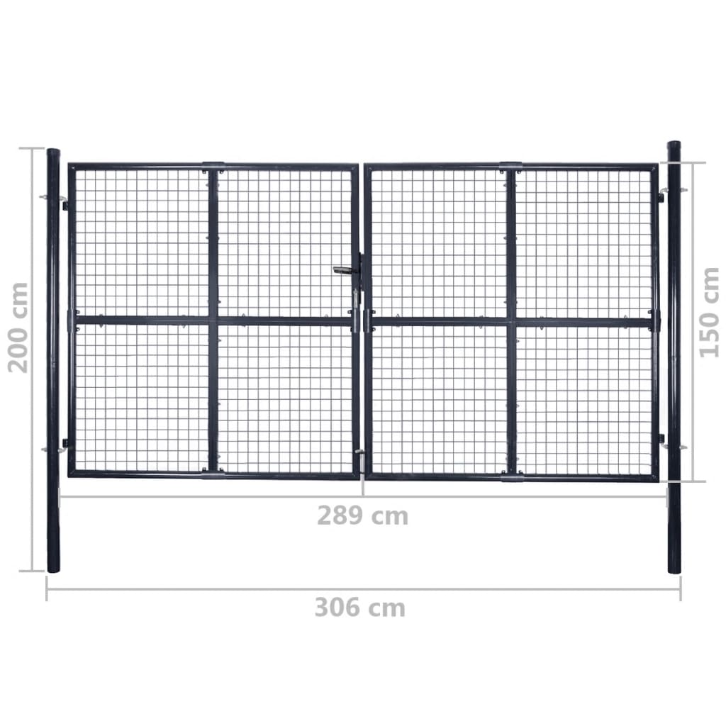 Mesh-Gartentor Verzinkter Stahl 289 x 150 cm Grau