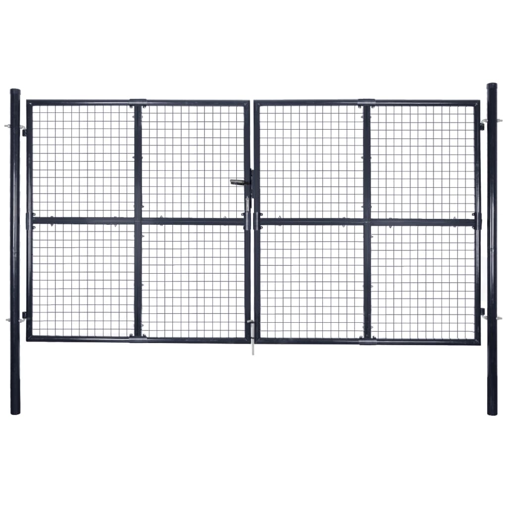 Mesh-Gartentor Verzinkter Stahl 289 x 175 cm Grau