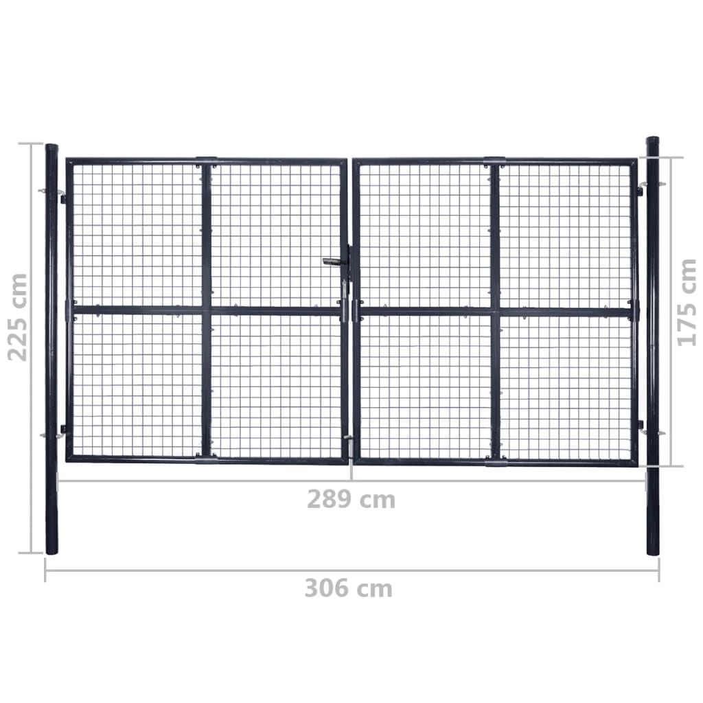 Mesh-Gartentor Verzinkter Stahl 289 x 175 cm Grau
