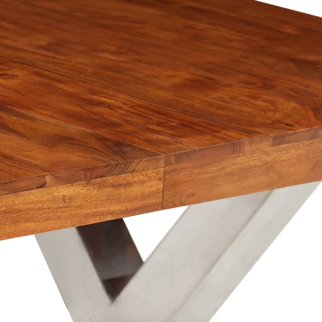 Essgruppe 7-tlg. Akazienholz Massiv mit Palisander-Finish