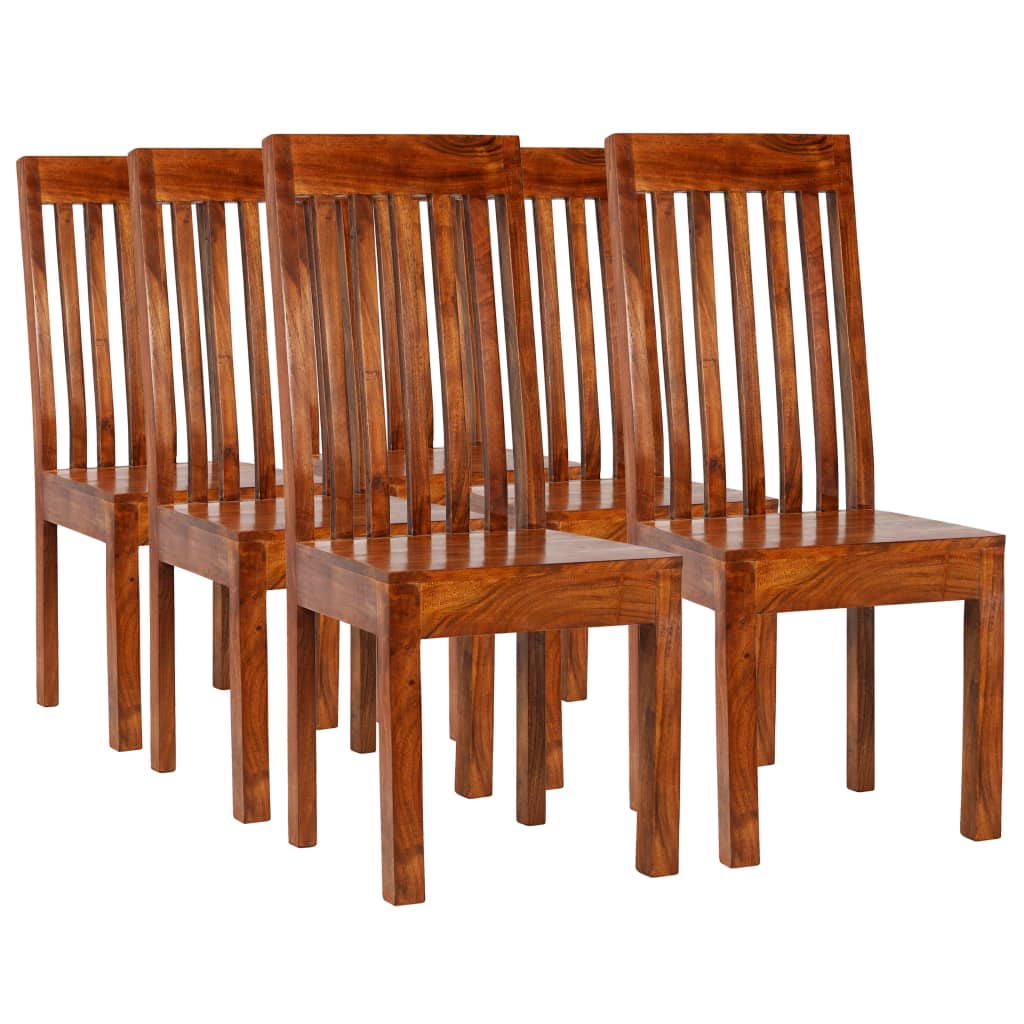 Essgruppe 7-tlg. Akazienholz Massiv mit Palisander-Finish
