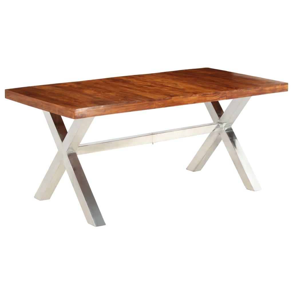 Essgruppe 7-tlg. Akazienholz Massiv mit Palisander-Finish