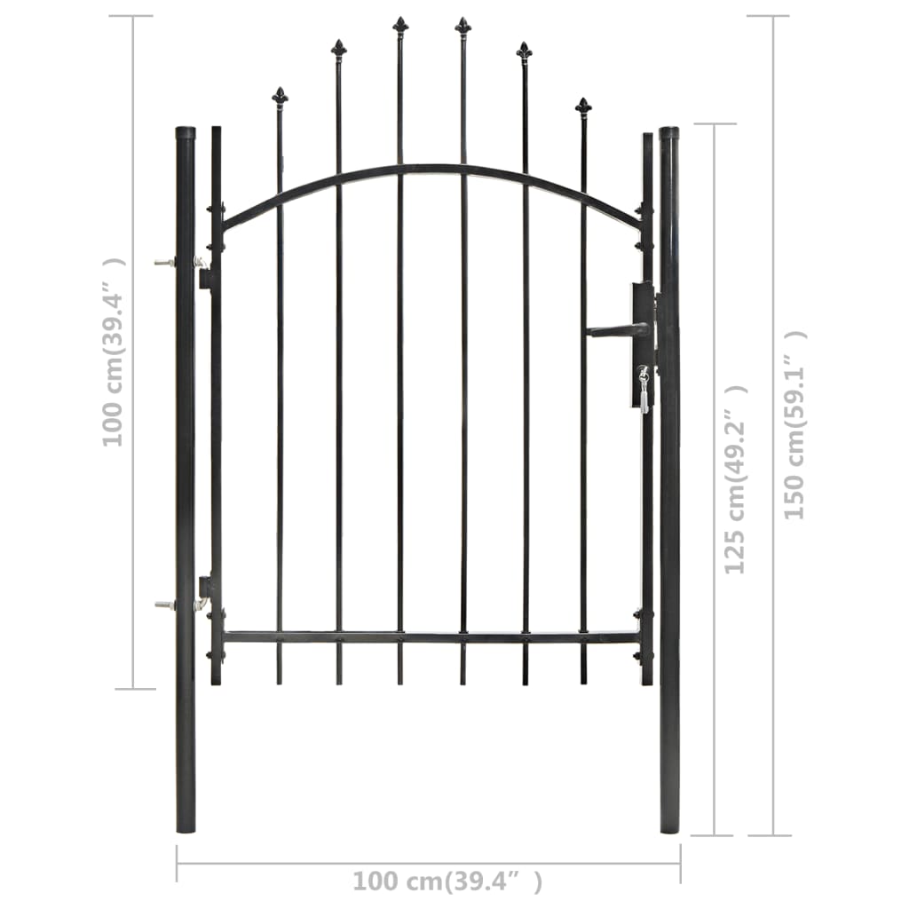 Gartentor Stahl 1x1,5 m Schwarz