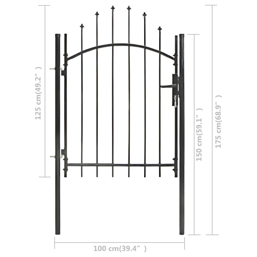 Gartentor Stahl 1x1,75 m Schwarz