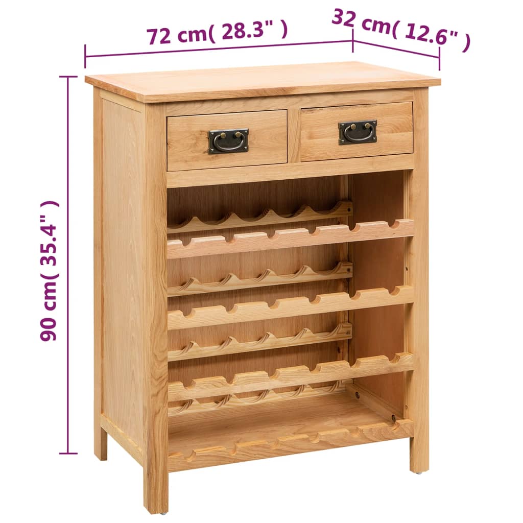Weinschrank 72x32x90 cm Massivholz Eiche