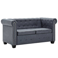 Thumbnail for Chesterfield-Sofa 2-Sitzer Kunstwildleder Grau