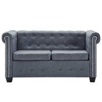 Thumbnail for Chesterfield-Sofa 2-Sitzer Kunstwildleder Grau